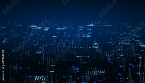 Abstract digital technology background. AI, metaverse, communication, big data, data transfer, Network, cyber light trails. Innovation high-tech future, network connection, speed movement.