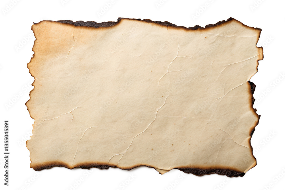 A square sheet of paper with burnt edges, isolated on a transparent background. A square sheet of paper with burnt edges, isolated on a transparent background.