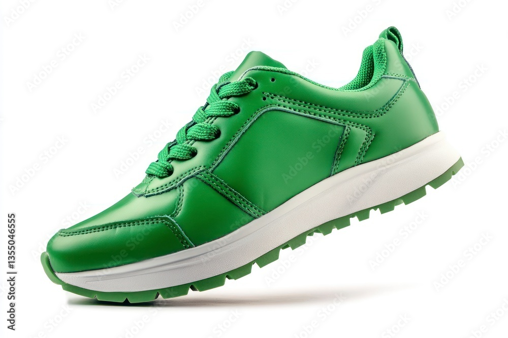Green Sneaker Isolated on White for Sport Fashion and Style