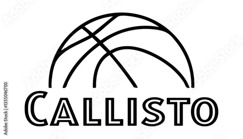 Callisto - first name written in sport style and stylized basketball sketch; black color; vector graphics for banners, cards, sweatshirts, prints, cricut, silhouette, sublimation	