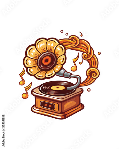 Detailed close-up shot of an antique record player with a vinyl disc playing, showcasing the textured surface and intricate details of the turntable and record.
