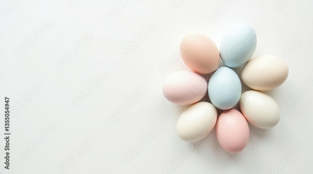 A circle of colorful eggs on a white background A circle of colorful eggs on a white background