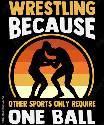 Wrestling Silhouette: Dynamic graphic showcasing wrestlers locked in a tense grapple, capturing the intensity and skill of the sport in silhouette form. 