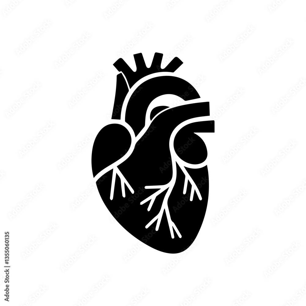 Obraz premium simple black human heart anatomy icon vector design