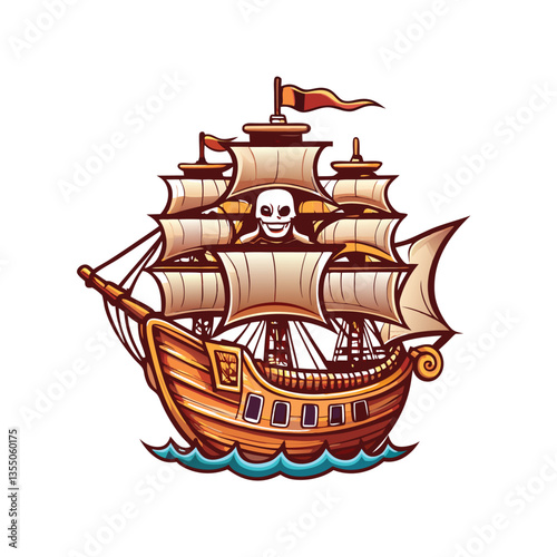 Design a luxurious cruise ship inspired by pirate ships, featuring modern amenities and opulent details.  Imagine a blend of historical nautical charm and contemporary elegance.