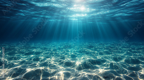  Sunlight streams through the ocean surface, creating a mesmerizing underwater view Symbolizing clarity hope and the unknown this aquatic scene evokes tranquility and a modern ethereal beauty