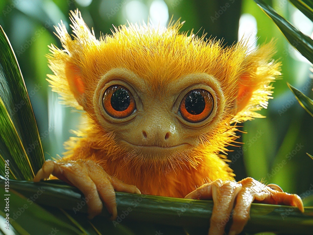 Fototapeta premium Golden lemur, jungle, curious