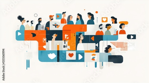 Diverse people interacting online through various social media platforms