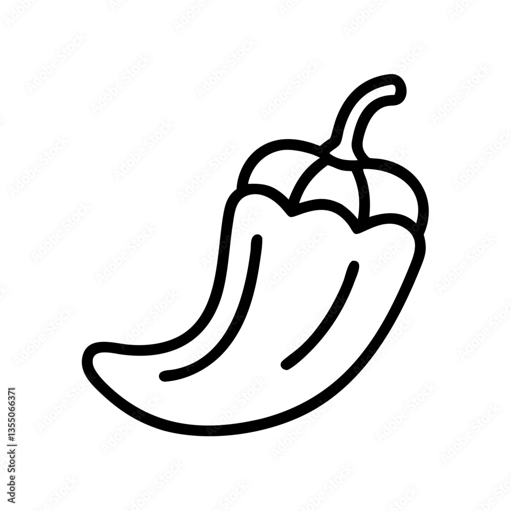 Pepper icon in line art style on a white background  