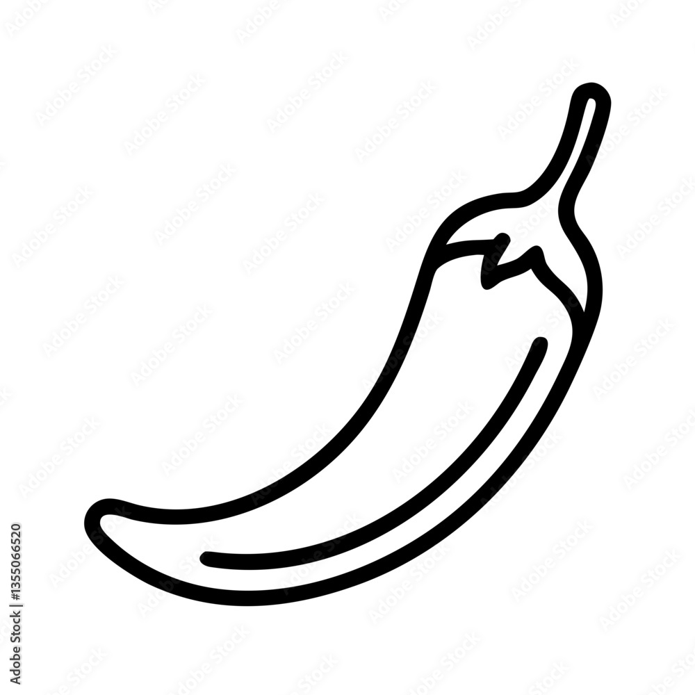 Chili pepper icon outline illustration on a white background Chili pepper icon outline illustration on a white background