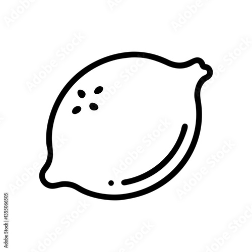 Lemon fruit icon in minimal style, black and white design  