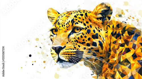 Vibrant Polygonal Leopard Art Illustration