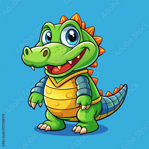 Cute cartoon crocodile in armor.