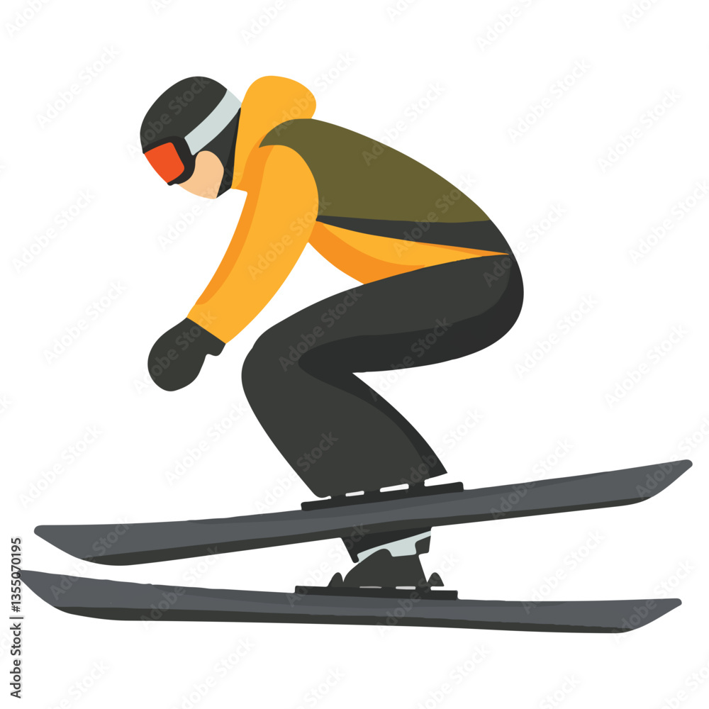 Obraz premium Skiing jump isolated on white background , ski clipart , ski jump