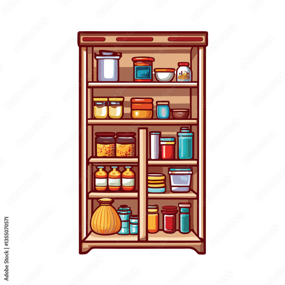 Generate a photorealistic image of a large, well-organized walk-in pantry, showcasing ample shelving, various food storage containers, and efficient organization systems. Generate a photorealistic image of a large, well-organized walk-in pantry, showcasing ample shelving, various food storage containers, and efficient organization systems.