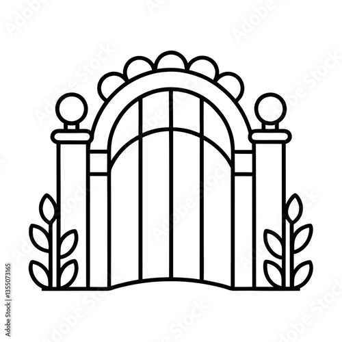 Garden Gate Black Vector for Construction and Home Designs

