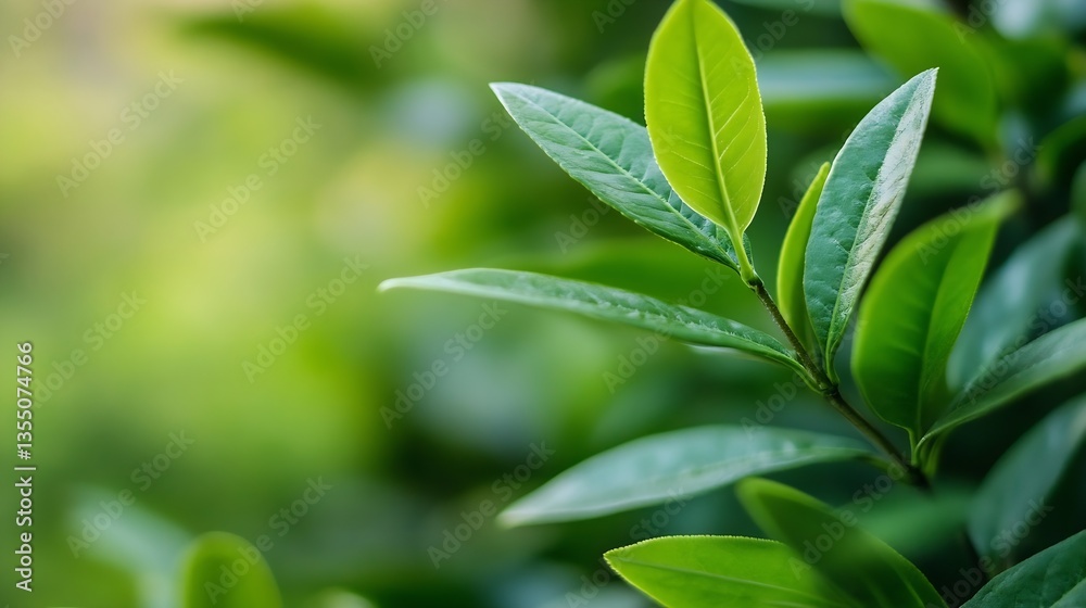 Fresh green leaves in nature with a blurred background highlighting the beauty and vibrancy of natural foliage : Generative AI Fresh green leaves in nature with a blurred background highlighting the beauty and vibrancy of natural foliage : Generative AI