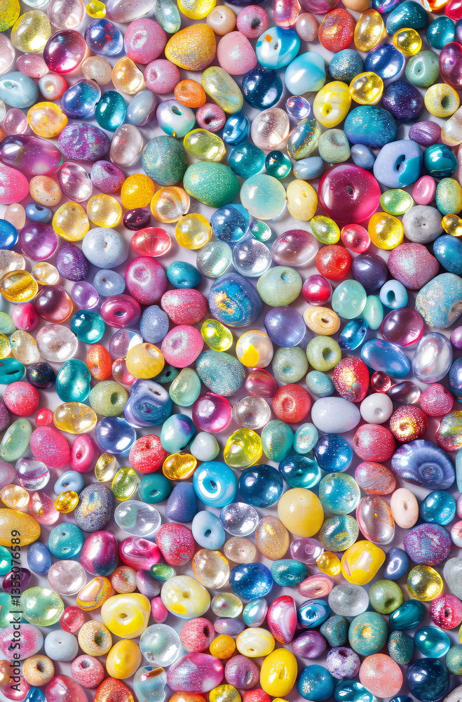 Treasures of the deep glittering jewel tones a mesmerizing collection of handcrafted beads artfully arranged under soft light. Treasures of the deep glittering jewel tones a mesmerizing collection of handcrafted beads artfully arranged under soft light.