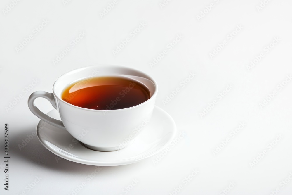 Cup of Hot Tea on White Background Refreshing Beverage Image Cup of Hot Tea on White Background Refreshing Beverage Image