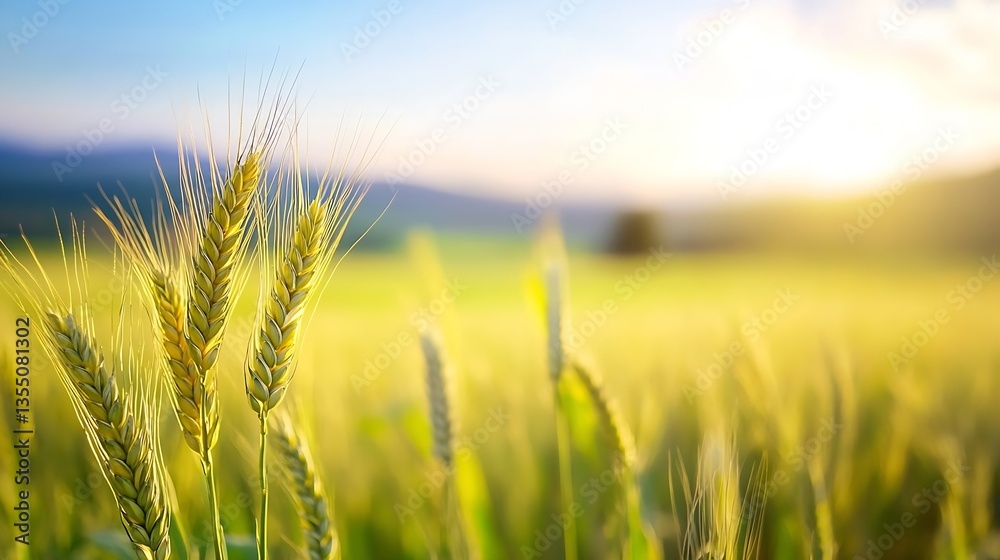 Golden wheat swaying gently in the breeze during sunset creating a picturesque agricultural landscape : Generative AI Golden wheat swaying gently in the breeze during sunset creating a picturesque agricultural landscape : Generative AI