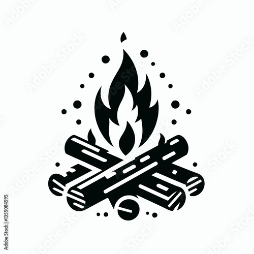 very simple flat and minimalist Campfire Logs silhouette in black on a white background 