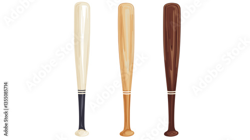 Set of modern style baseball bats in varying colors and designs displayed together, showcasing craftsmanship and aesthetics