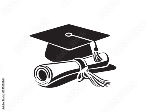 Graduation cap and diploma with tassel, symbolizing education, achievement, and success in academic ceremonies