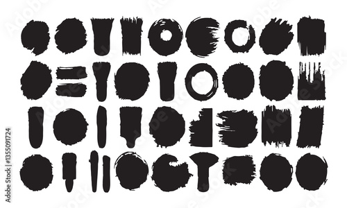 Hand drawn black and white numbers with watercolor splashes and grunge texture in a vector design