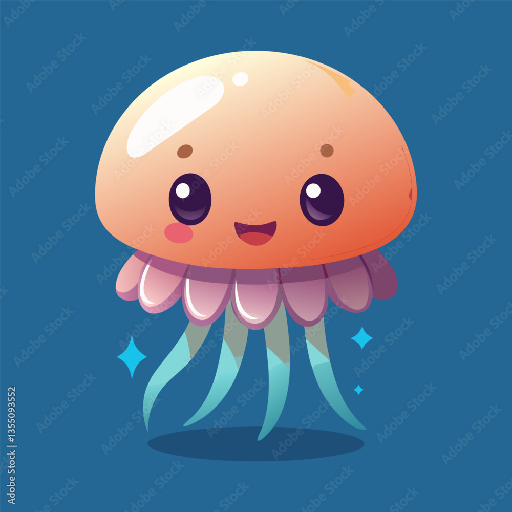 Obraz premium Cute cartoon jellyfish. perfect for kids.