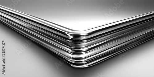 Stacked metal sheets, studio, gray background, industrial