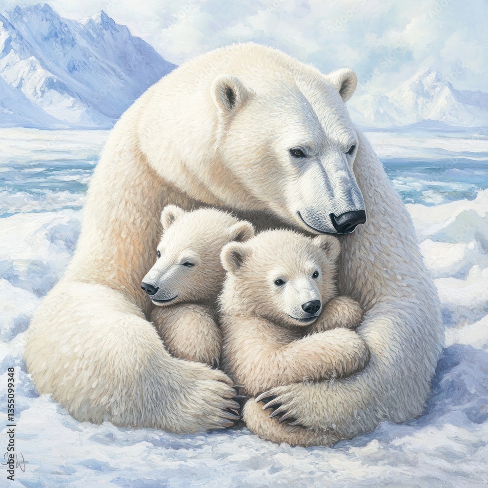 Polar bears embracing Polar bears embracing