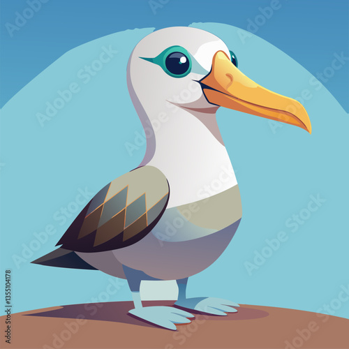 Cute cartoon booby bird perched.