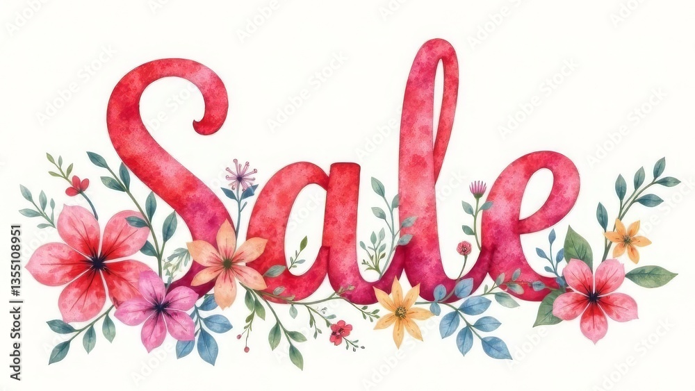 Spring sale flyer design word SALE made of spring flowers on light background Spring sale flyer design word SALE made of spring flowers on light background