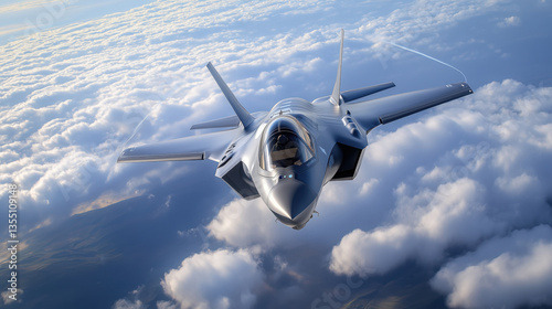 F-35 lightning ii fighter jet soaring above the clouds