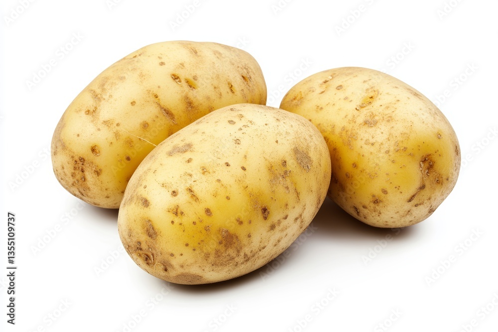 Close Up View of a Single Potato Isolated on White Background Close Up View of a Single Potato Isolated on White Background