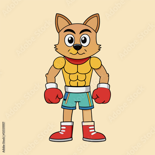 Cartoon boxer cat ready to rumble.