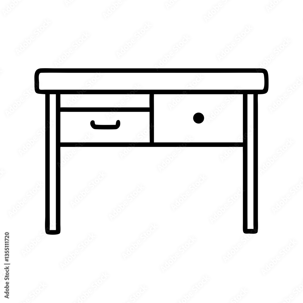 Wooden school desk with drawers icon in outline style Wooden school desk with drawers icon in outline style