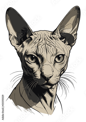 Sphynx Cat Portrait Clipart