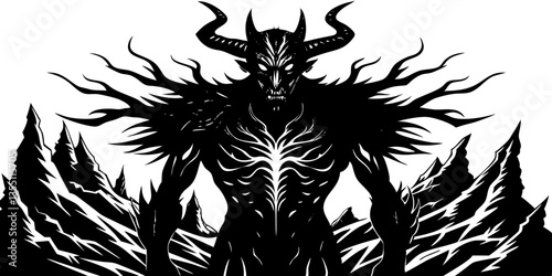 Sinister Demon: A menacing demon, a dark fantasy creature, emerges from a shadowy realm, with an aura of mystery and dread.