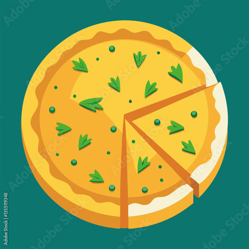 Delicious sliced pie with herbs.