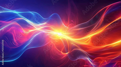 Abstract colorful wave patterns intertwining in a vibrant display of light and energy