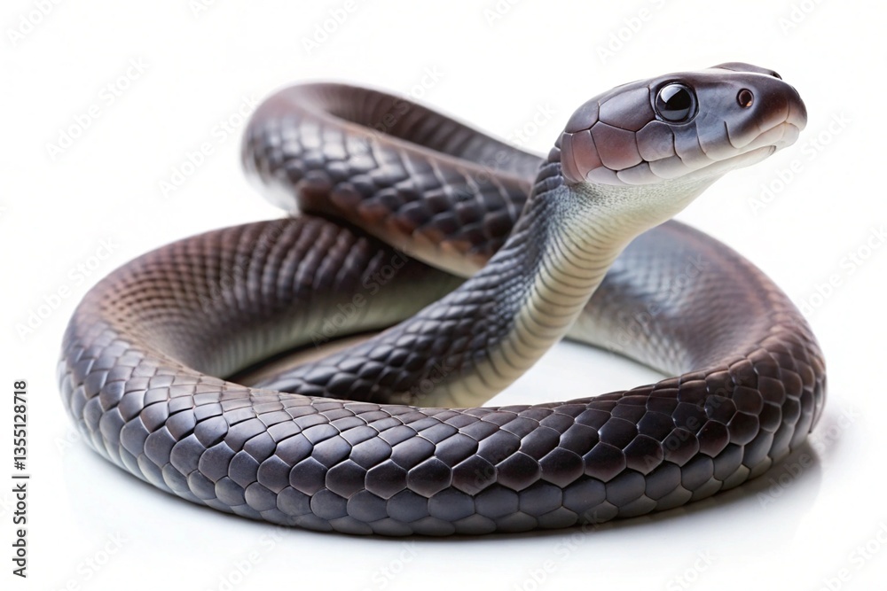 Fototapeta premium black mamba snake isolated on white background