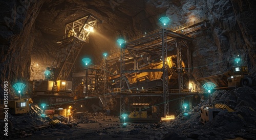 Wallpaper Mural Smart Mine Monitoring: Enhancing Coal Mining Safety - Real-time mine stability monitoring, enhanced safety, improved efficiency, data-driven decision-making Torontodigital.ca