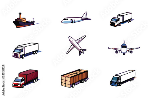 Generate a photorealistic image depicting the intricate global logistics network cargo ships unloading containers onto waiting semi-trucks at a bustling port.