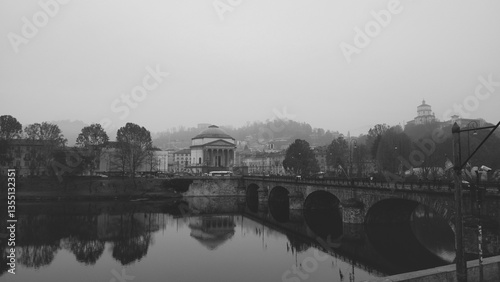 фотографія View of Turin over the Po River in Italy