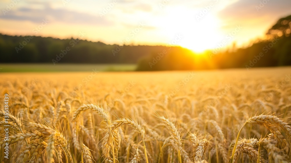 Golden Wheat Field During Sunrise with Beautiful Rays and Vibrant Colors in the Background : Generative AI Golden Wheat Field During Sunrise with Beautiful Rays and Vibrant Colors in the Background : Generative AI