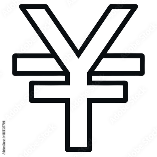 yen-sign-icon-line-art--on-a-white-background.eps
