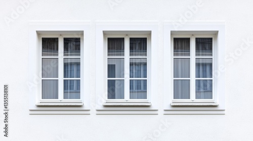 Minimalist windows on a white wall.