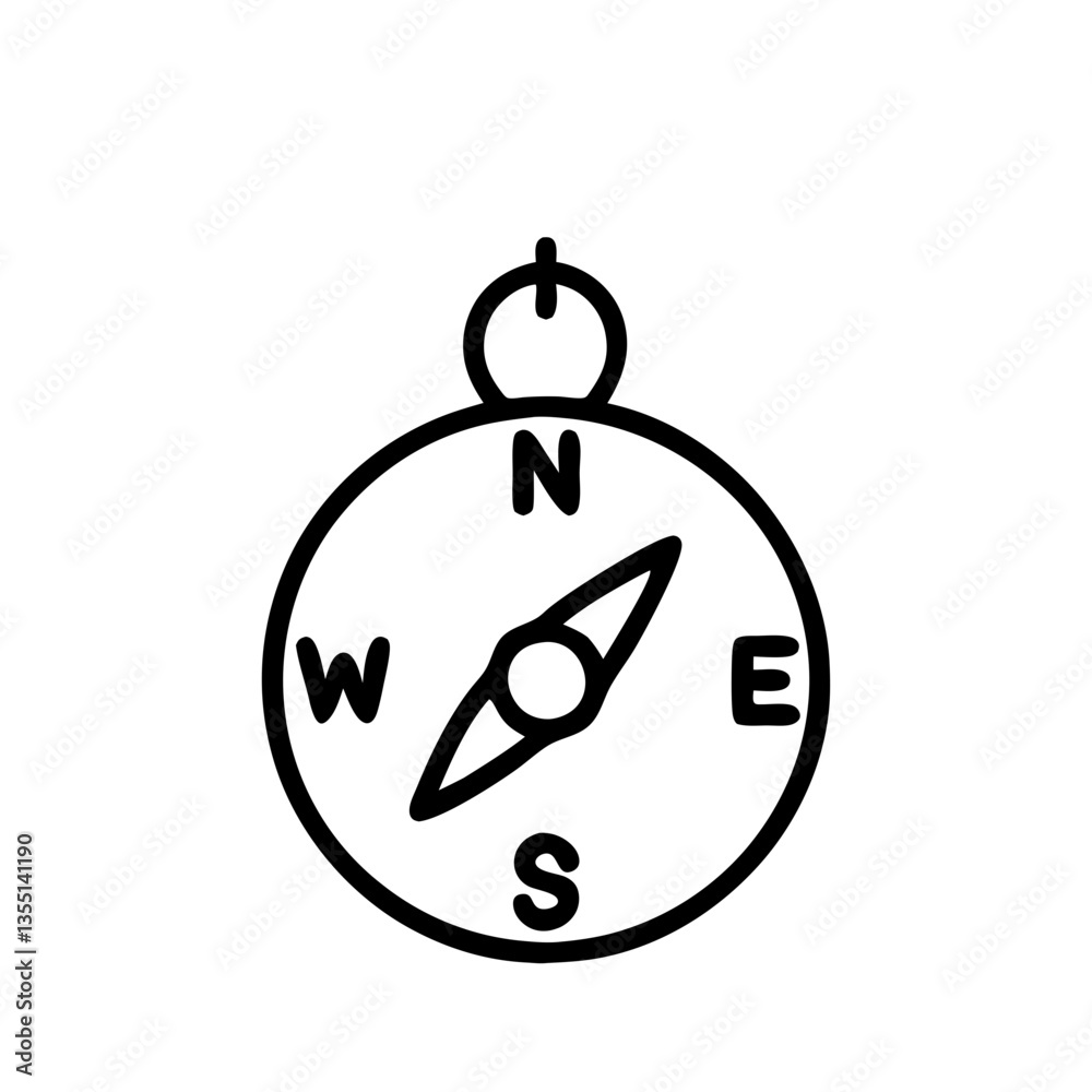 Compass icon in black outline style Compass icon in black outline style