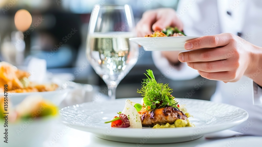 Professional chef meticulously plating gourmet dish with fresh ingredients and fine dining presentation : Generative AI Professional chef meticulously plating gourmet dish with fresh ingredients and fine dining presentation : Generative AI